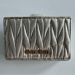 Miu Miu Metallic Quilted Gold Card Wallet